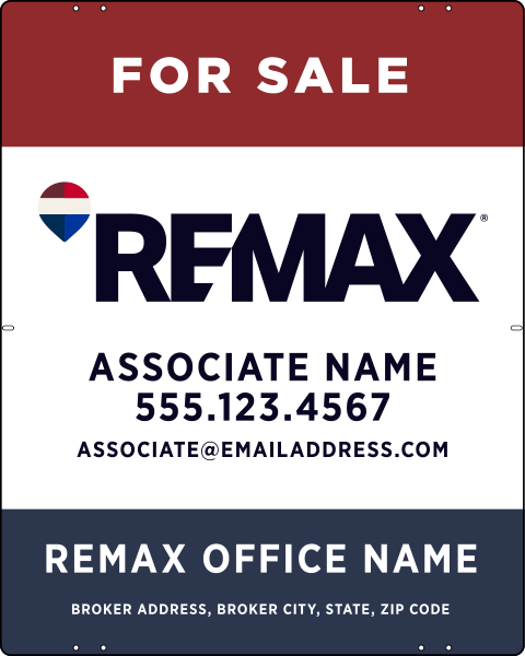 Associate Name w Broker Address Sign Panel, 30h x 24w, .040 Aluminum